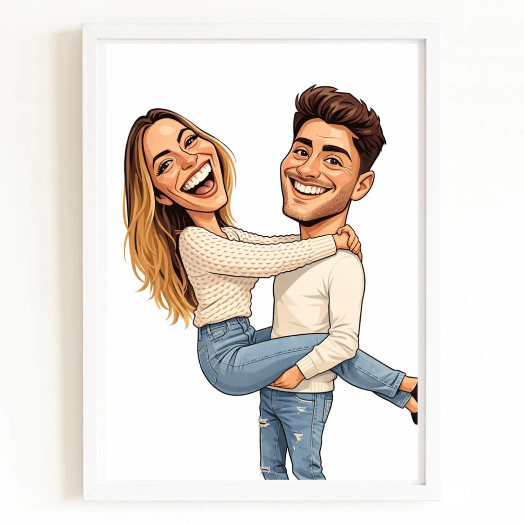 Affiche caricature Personnalisée Bois Blanc / A4 21x29.7 cm