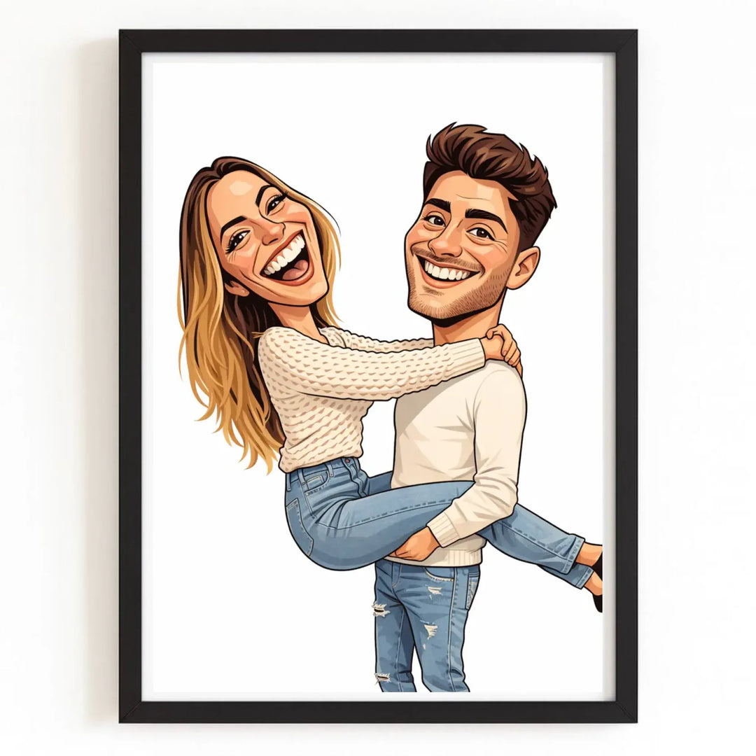 Affiche caricature Personnalisée Bois Noir / A4 21x29.7 cm