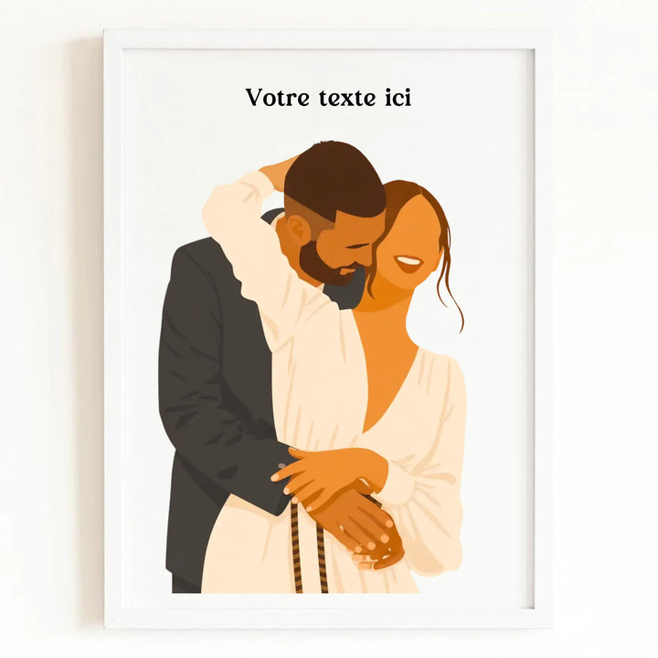 Affiche Illustration Couple Bois Blanc / A4 21x29.7 cm