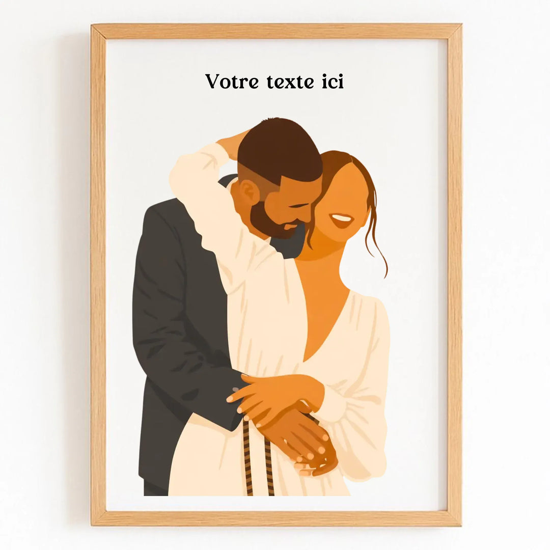 Affiche Illustration Couple Bois Naturel / A4 21x29.7 cm
