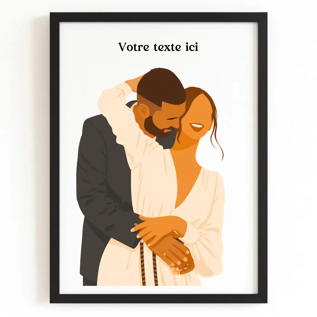 Affiche Illustration Couple Bois Noir / A4 21x29.7 cm