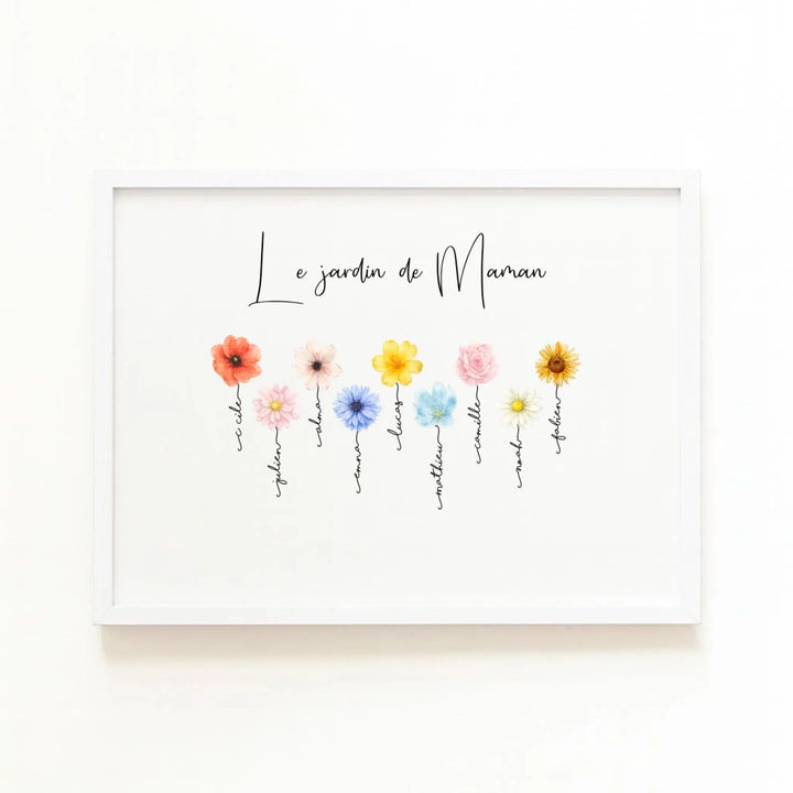 Affiche le Jardin de mamie personnalisée Affiche Horizontale / Bois Blanc / A4 21x29.7 cm