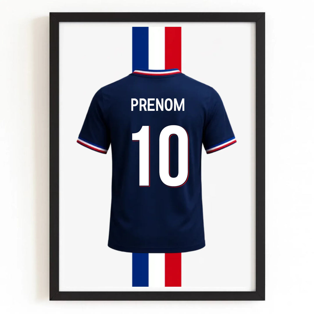 Affiche maillot équipe de France Affiche Portrait / Bois Noir / A4 21x29.7 cm