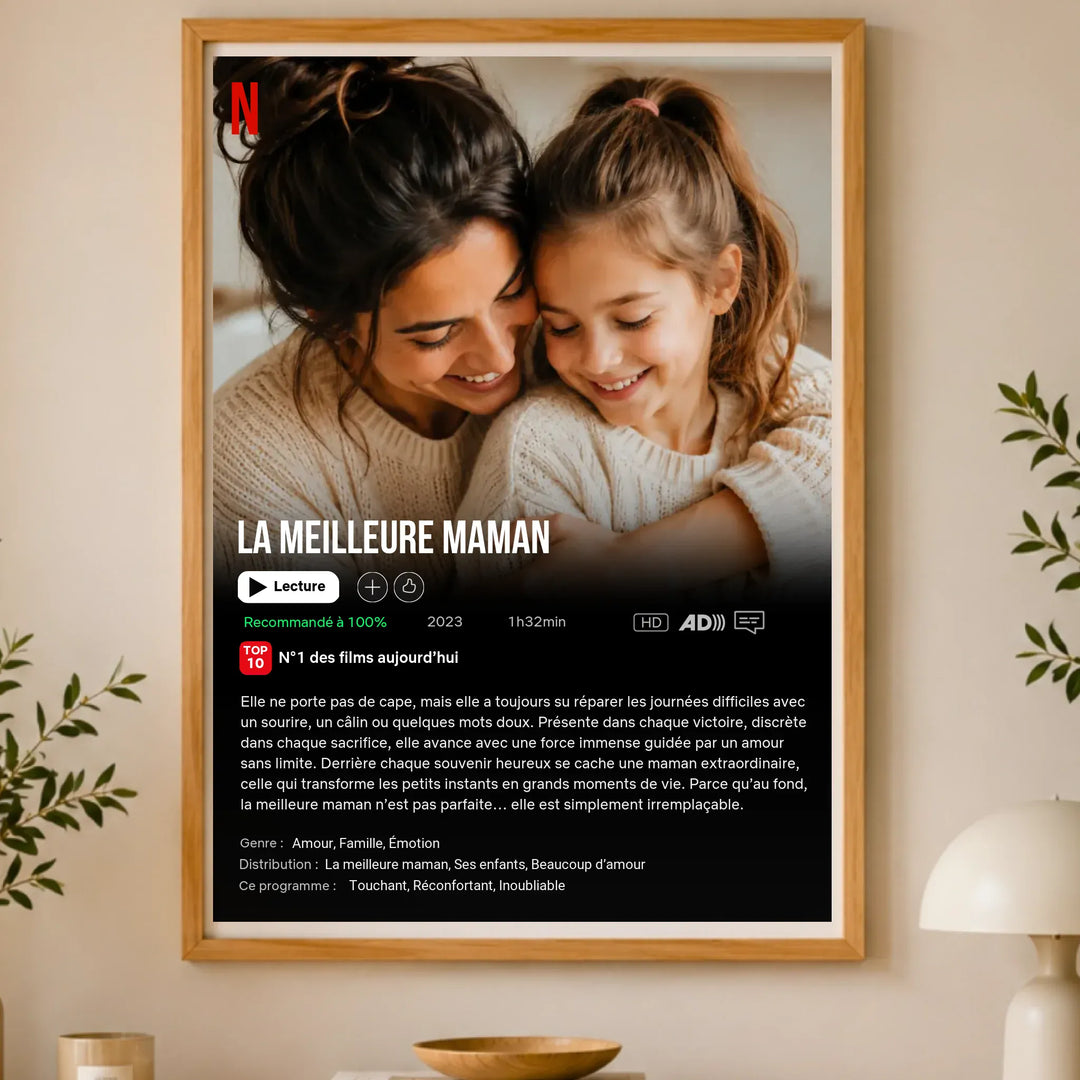 Affiche Netflix cadeau Maman personnalisée