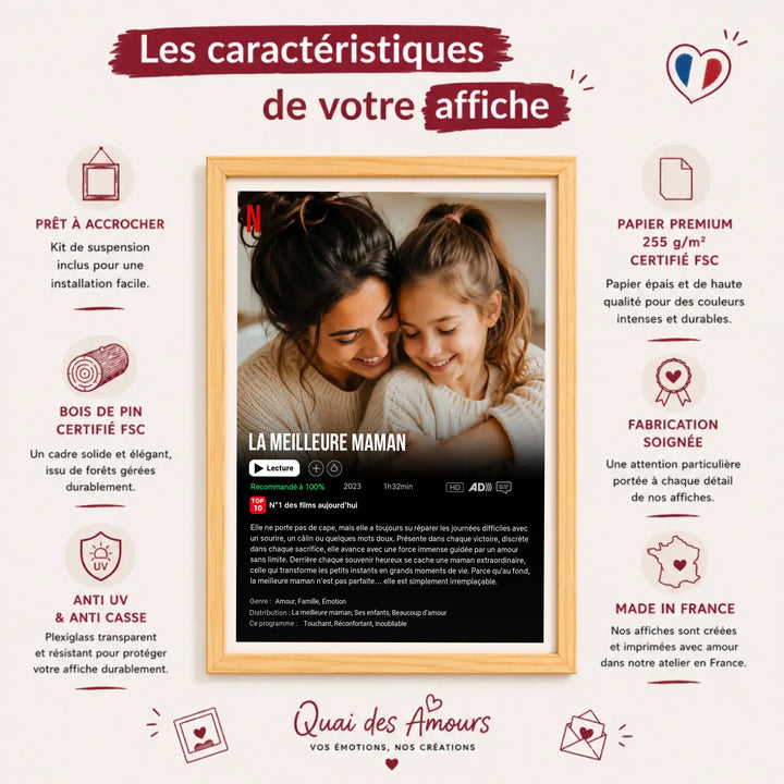 Affiche Netflix cadeau Maman personnalisée