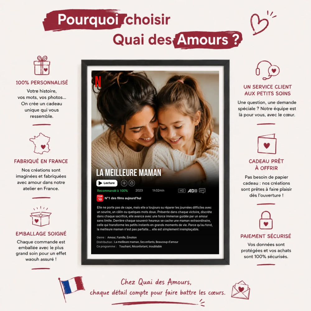 Affiche Netflix cadeau Maman personnalisée