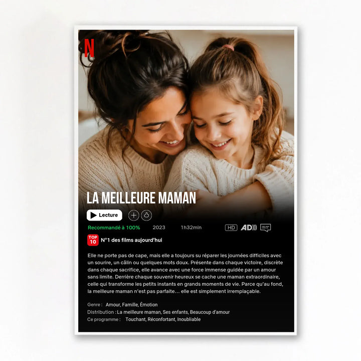Affiche Netflix cadeau Maman personnalisée Poster sans cadre / A4 21x29.7 cm