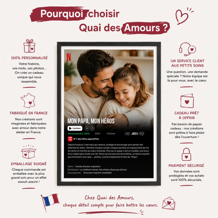 Affiche Netflix personnalisé - Fête des pères Affiche Personnalisée Quai des amours