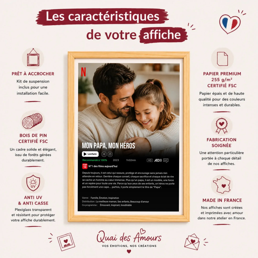Affiche Netflix personnalisé - Fête des pères Affiche Personnalisée Quai des amours