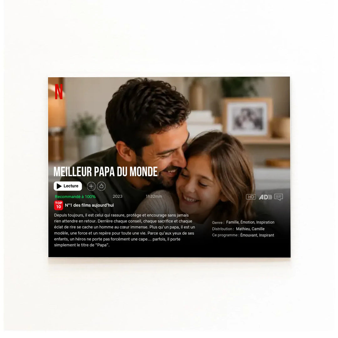 Affiche Netflix personnalisé - Fête des pères Horizontal / Poster sans cadre / A4 21x29.7 cm