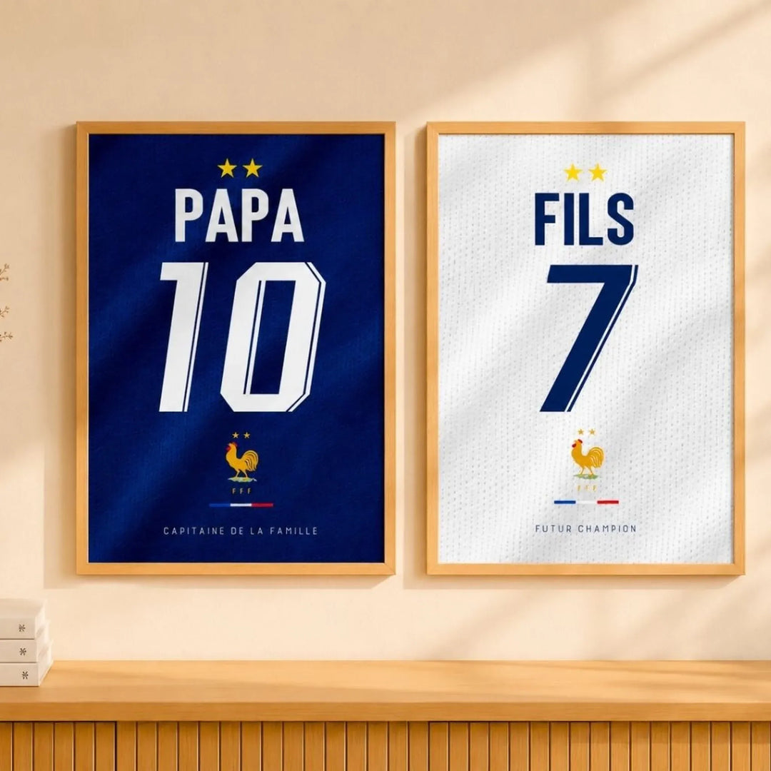 Affiche Personnalisé - Maillot de foot Papa et son fils