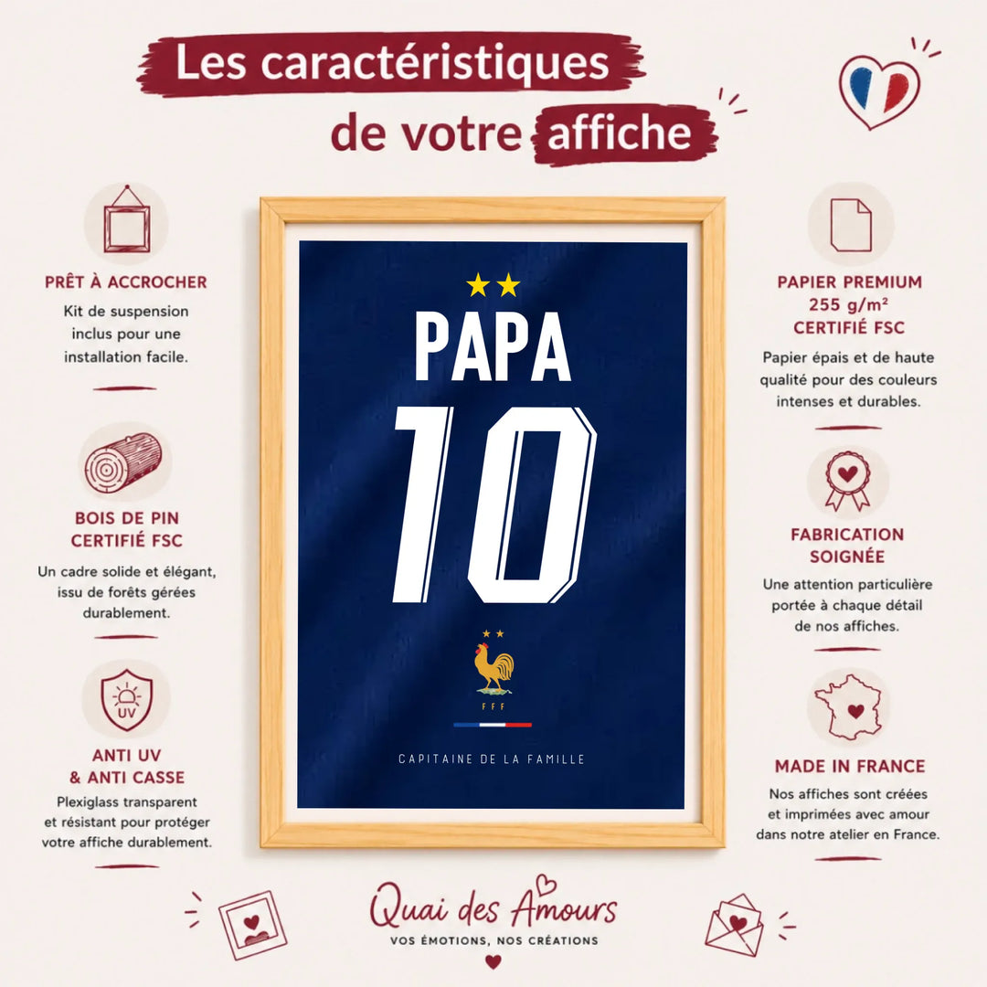 Affiche Personnalisé - Maillot de foot Papa et son fils