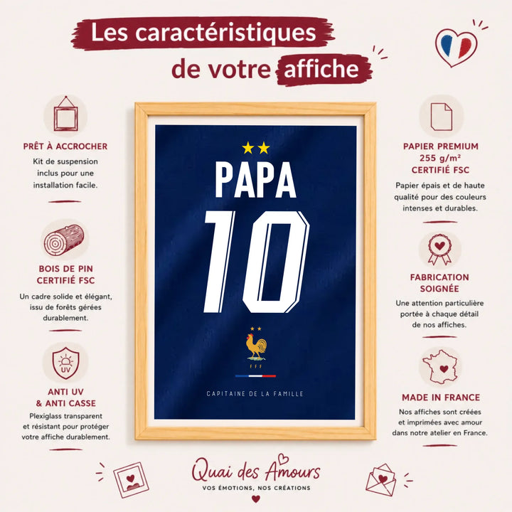 Affiche Personnalisé - Maillot de foot Papa et son fils