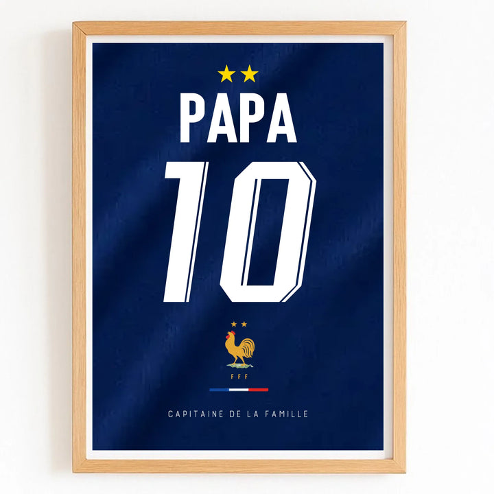 Affiche Personnalisé - Maillot de foot Papa et son fils Bois Naturel / A4 21x29.7 cm