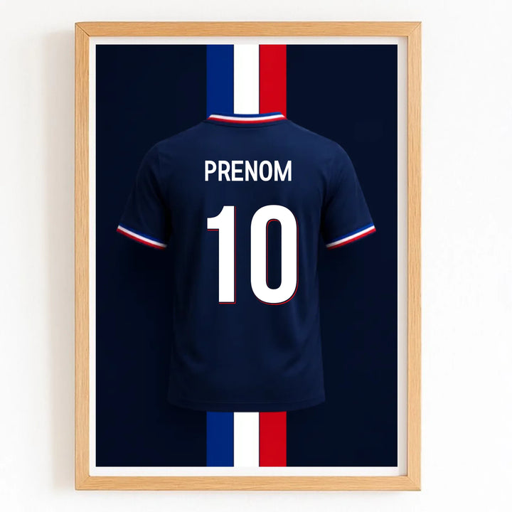 Affiche Personnalisé - Maillot de France Affiche Portrait / Bois Naturel / A4 21x29.7 cm