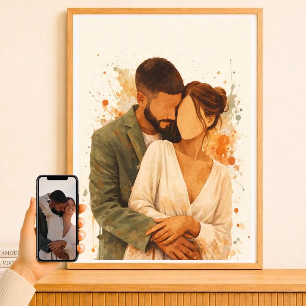 Affiche Personnalisée - Aquarelle couple