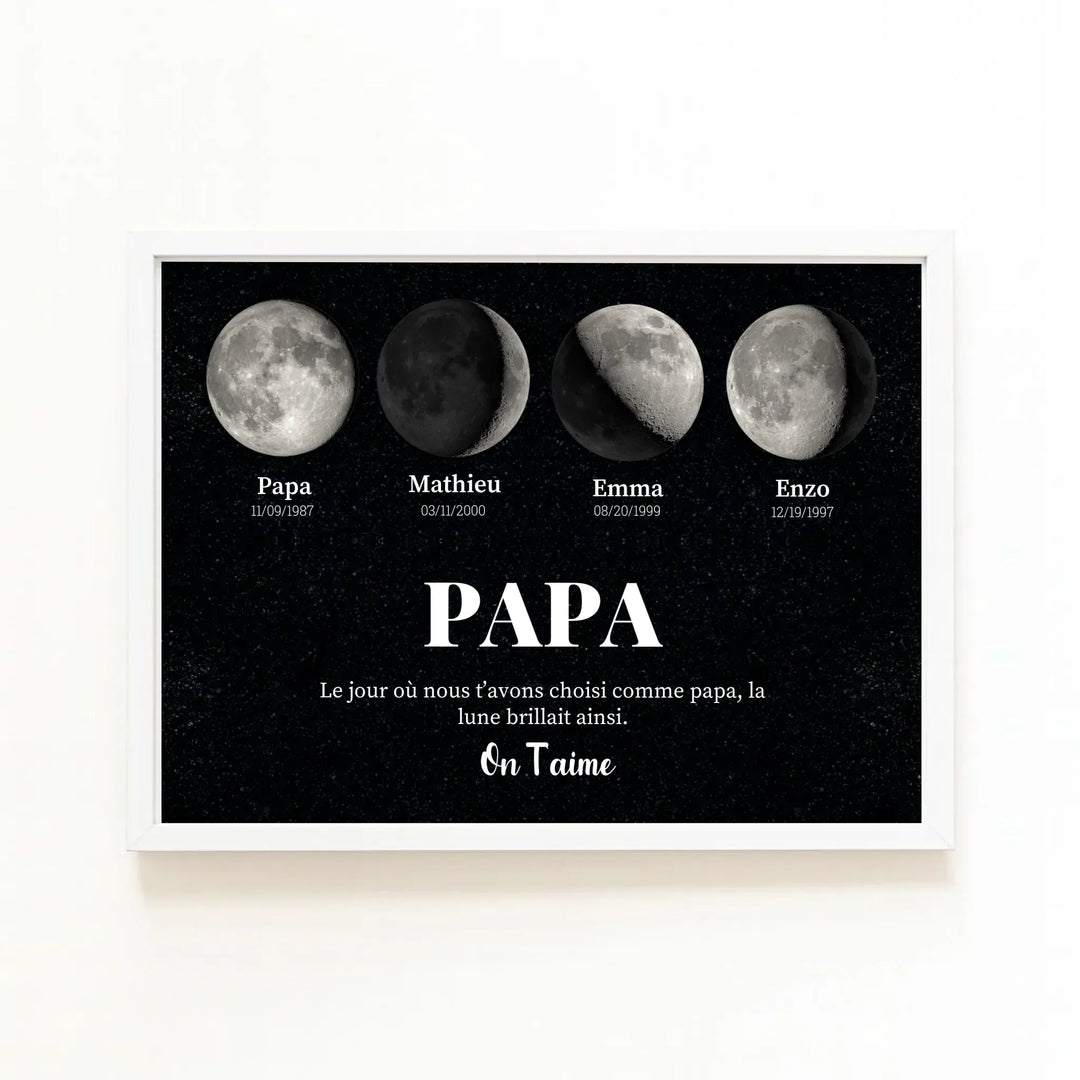 Cadeau symbolique naissance papa Affiche Paysage / Bois Blanc / A4 21x29.7 cm