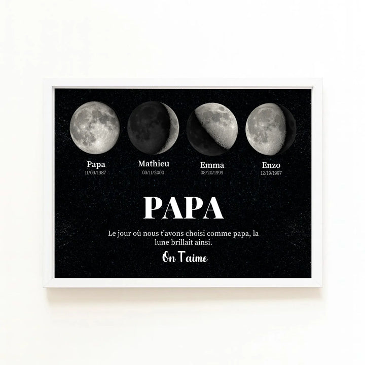 Cadeau symbolique naissance papa Affiche Paysage / Bois Blanc / A4 21x29.7 cm