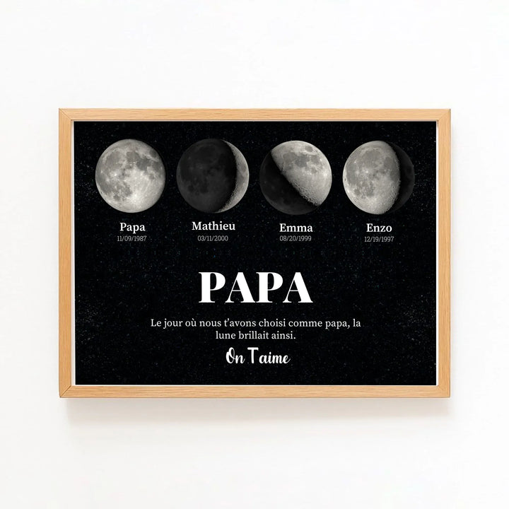 Cadeau symbolique naissance papa Affiche Paysage / Bois Naturel / A4 21x29.7 cm