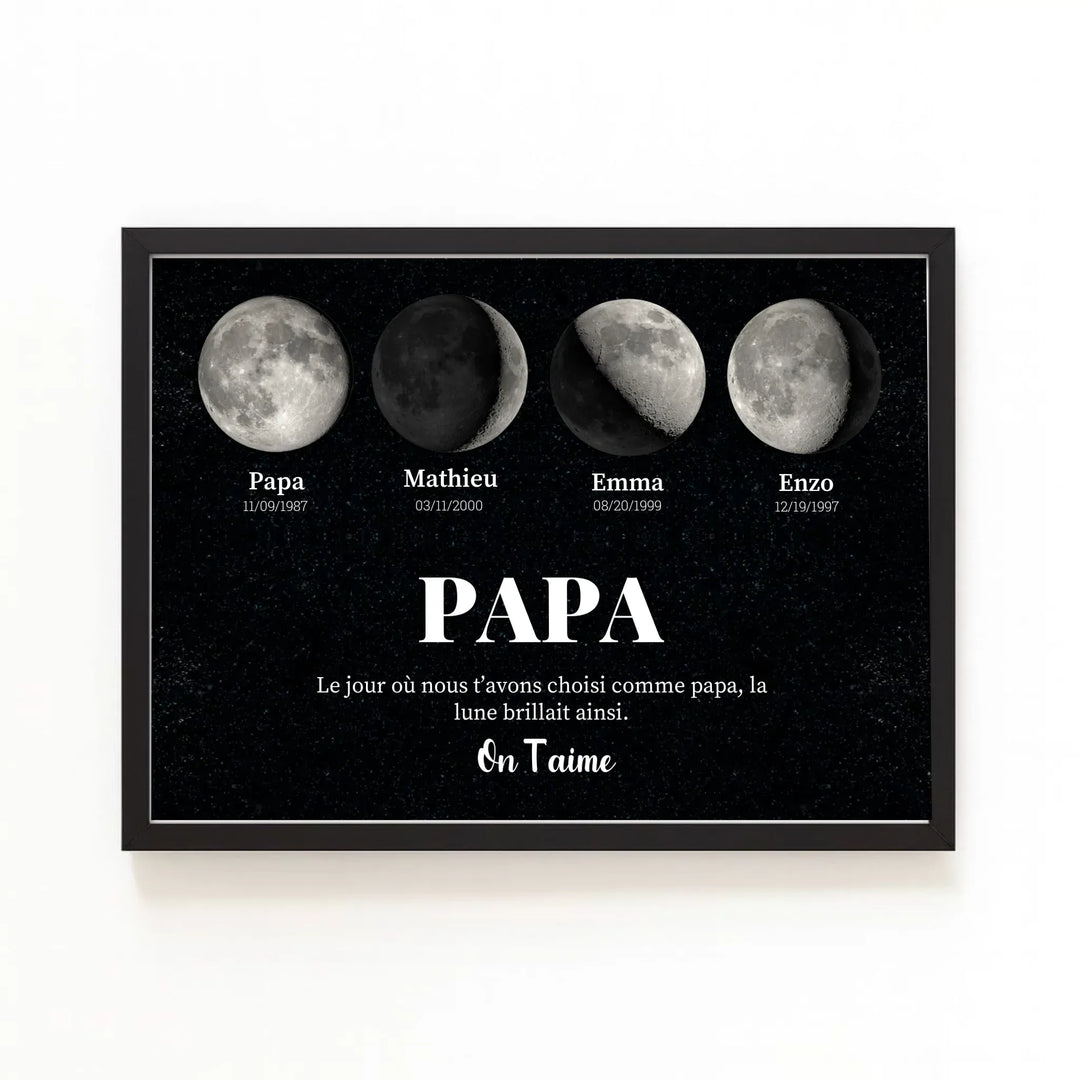 Cadeau symbolique naissance papa Affiche Paysage / Bois Noir / A4 21x29.7 cm