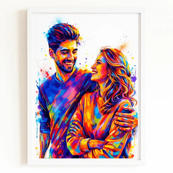 Affiche personnalisée couple photo Bois Blanc / A4 21x29.7 cm