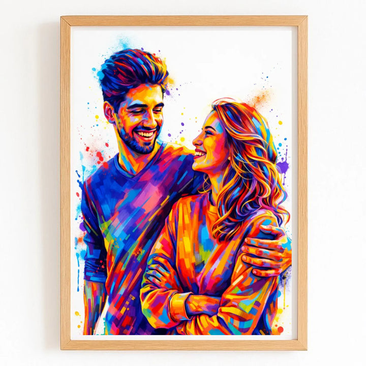 Affiche personnalisée couple photo Bois Naturel / A4 21x29.7 cm