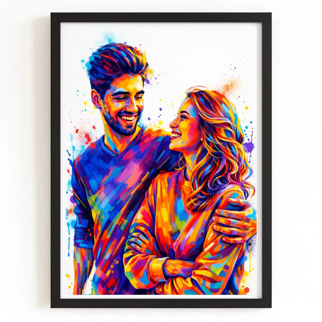 Affiche personnalisée couple photo Bois Noir / A4 21x29.7 cm