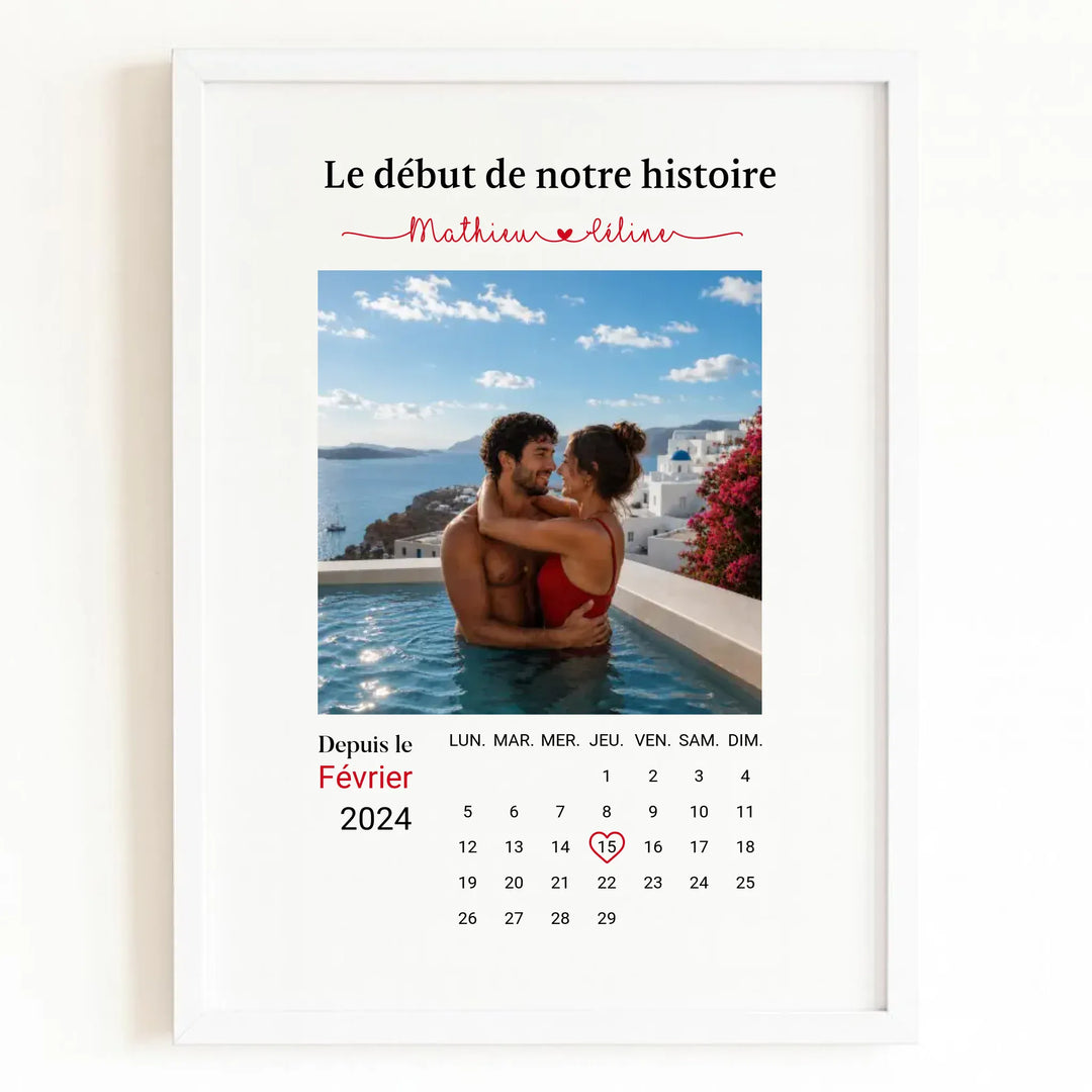 Affiche date de rencontre Affiche Portrait / Bois Blanc / A4 21x29.7 cm