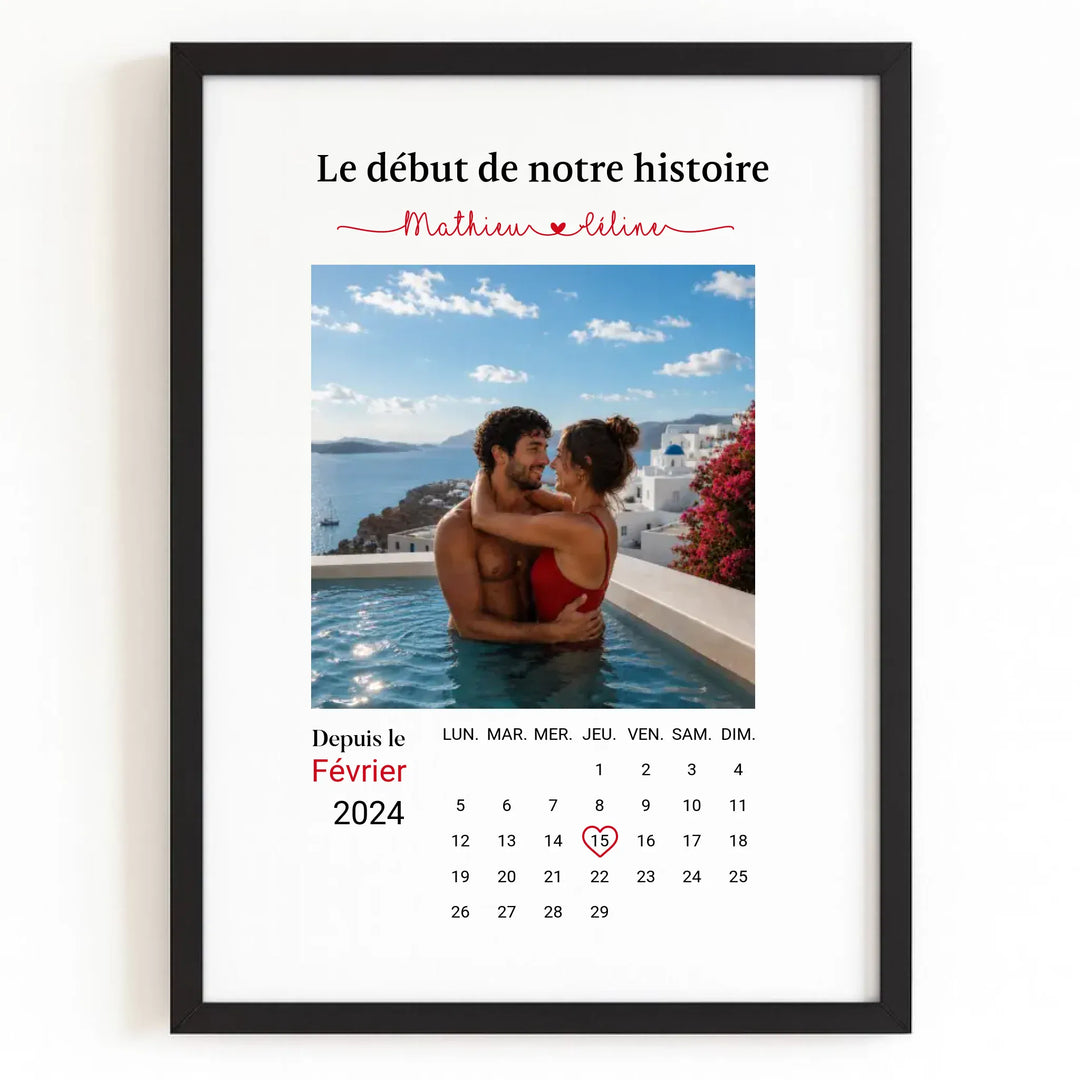 Affiche date de rencontre Affiche Portrait / Bois Noir / A4 21x29.7 cm