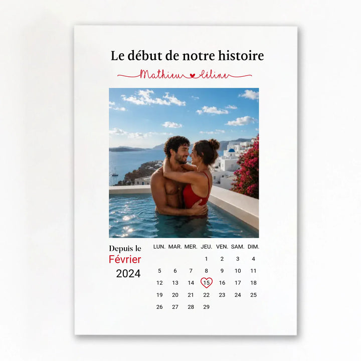 Affiche date de rencontre Affiche Portrait / Poster sans cadre / A4 21x29.7 cm