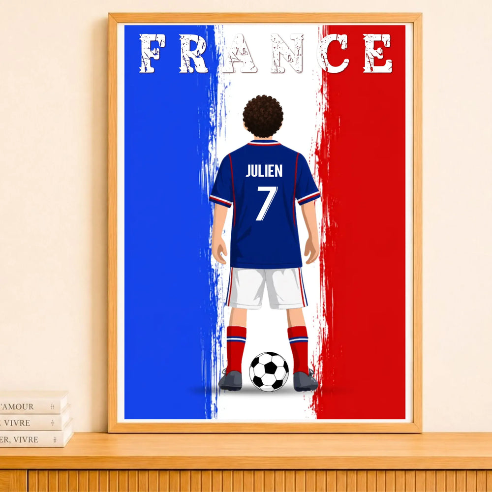 Affiche Personnalisée - Enfant maillot de Foot France