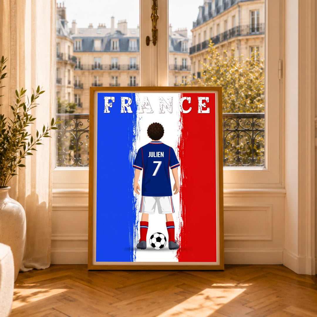 Affiche Personnalisée - Enfant maillot de Foot France