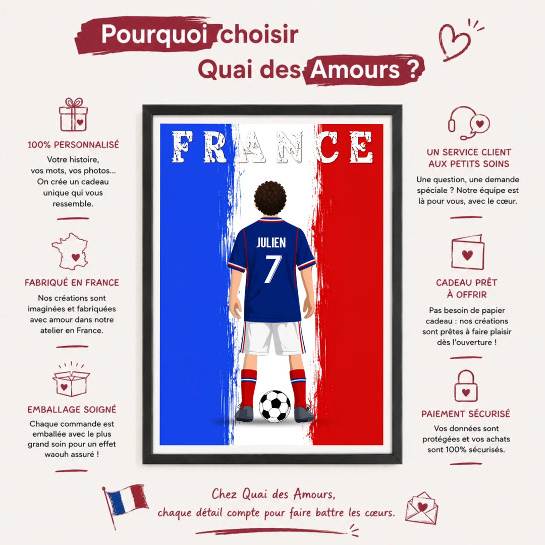 Affiche Personnalisée - Enfant maillot de Foot France