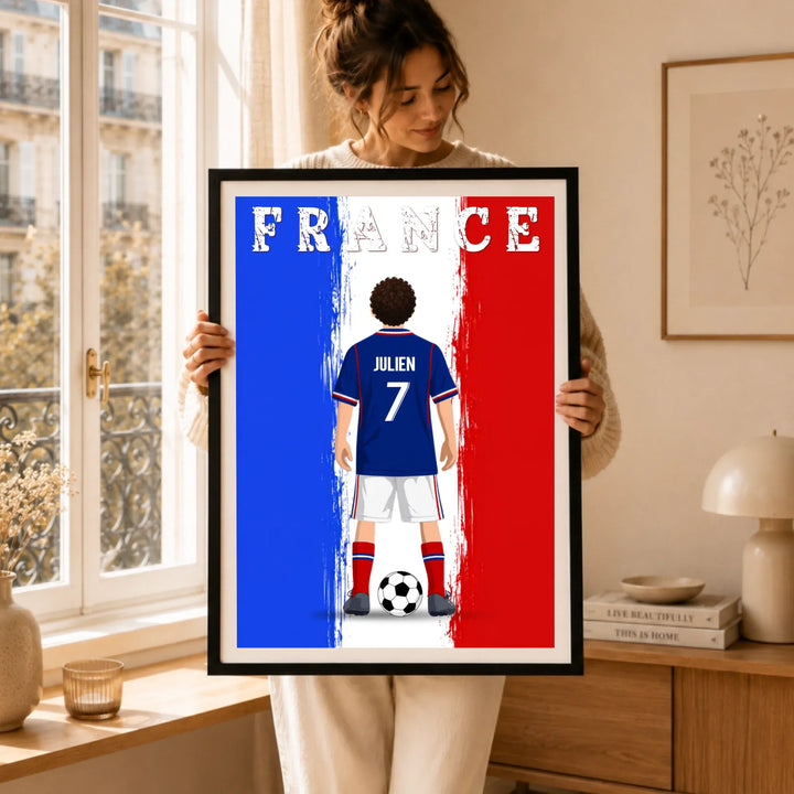 Affiche Personnalisée - Enfant maillot de Foot France