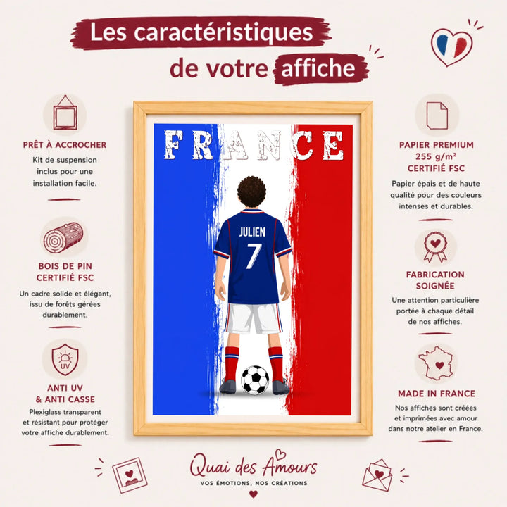 Affiche Personnalisée - Enfant maillot de Foot France