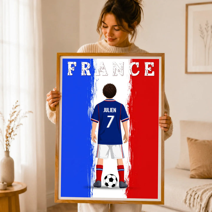 Affiche Personnalisée - Enfant maillot de Foot France