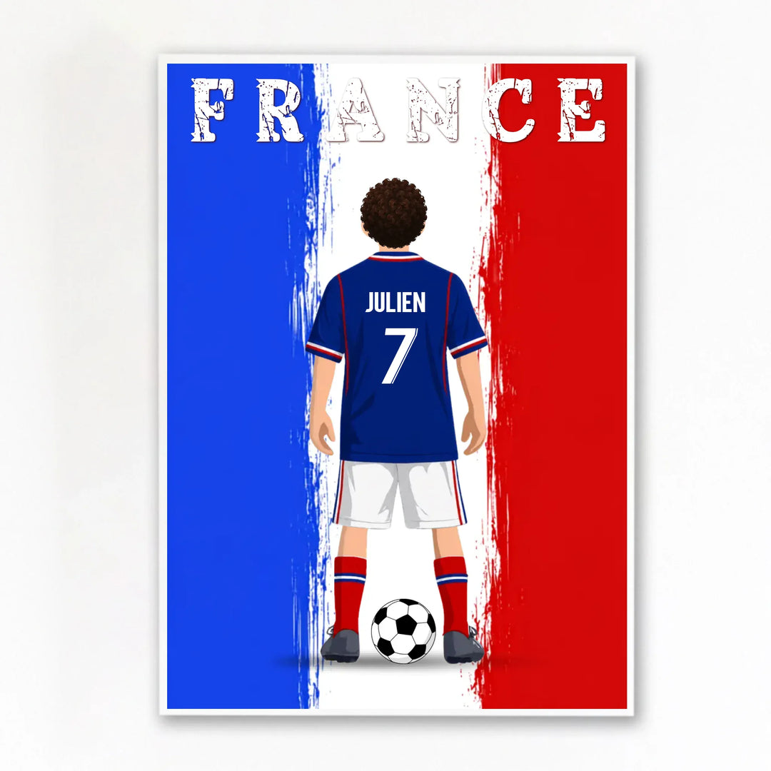 Affiche Personnalisée - Enfant maillot de Foot France Poster sans cadre / A4 21x29.7 cm