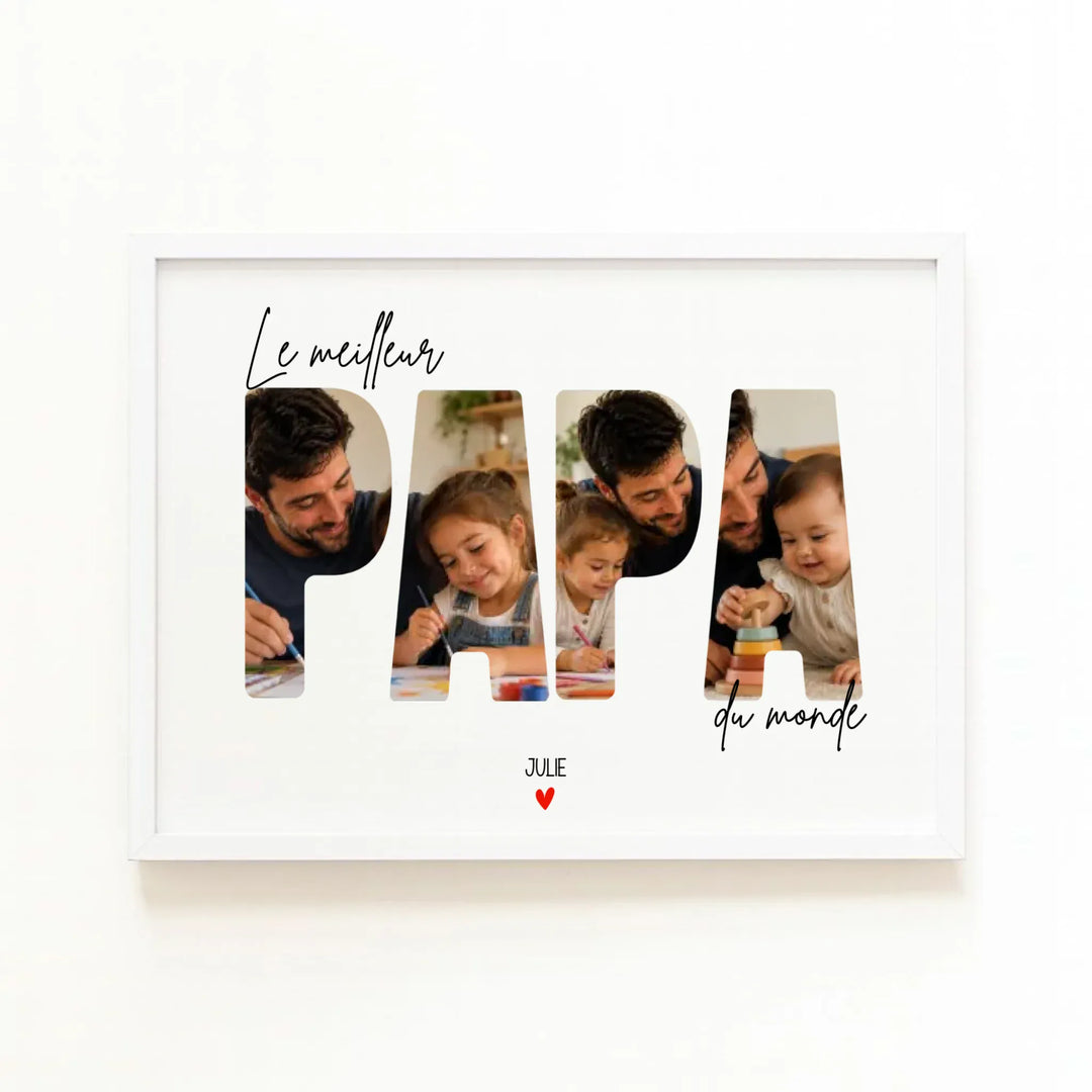 Affiche Le Meilleur papa du monde Affiche Paysage / Bois Blanc / A4 21x29.7 cm
