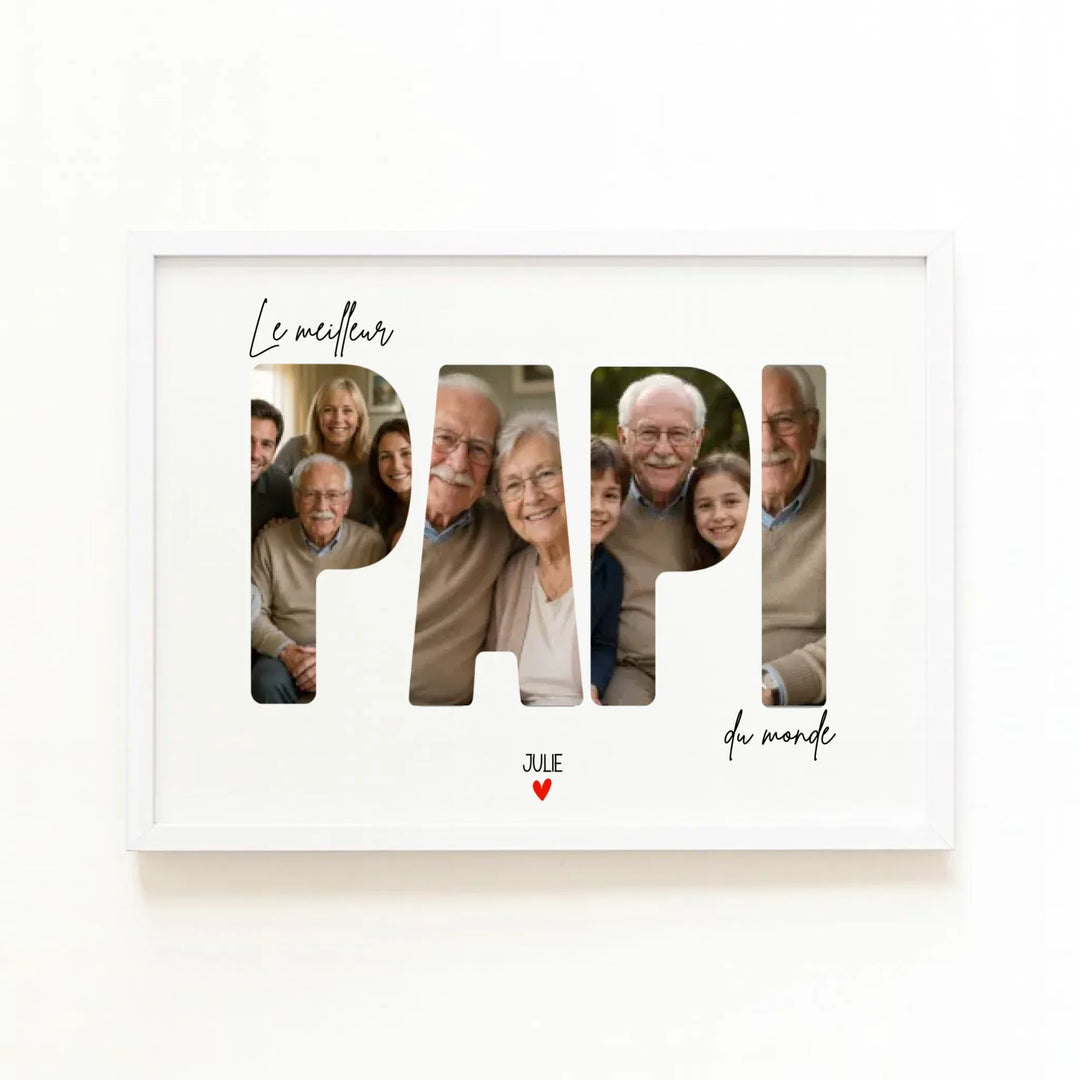 Affiche Personnalisée - Le meilleur Papi du monde Bois Blanc / A4 21x29.7 cm