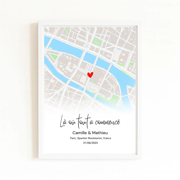 Affiche personnalisée lieu de rencontre Affiche Portrait / Bois Blanc / A4 21x29.7 cm