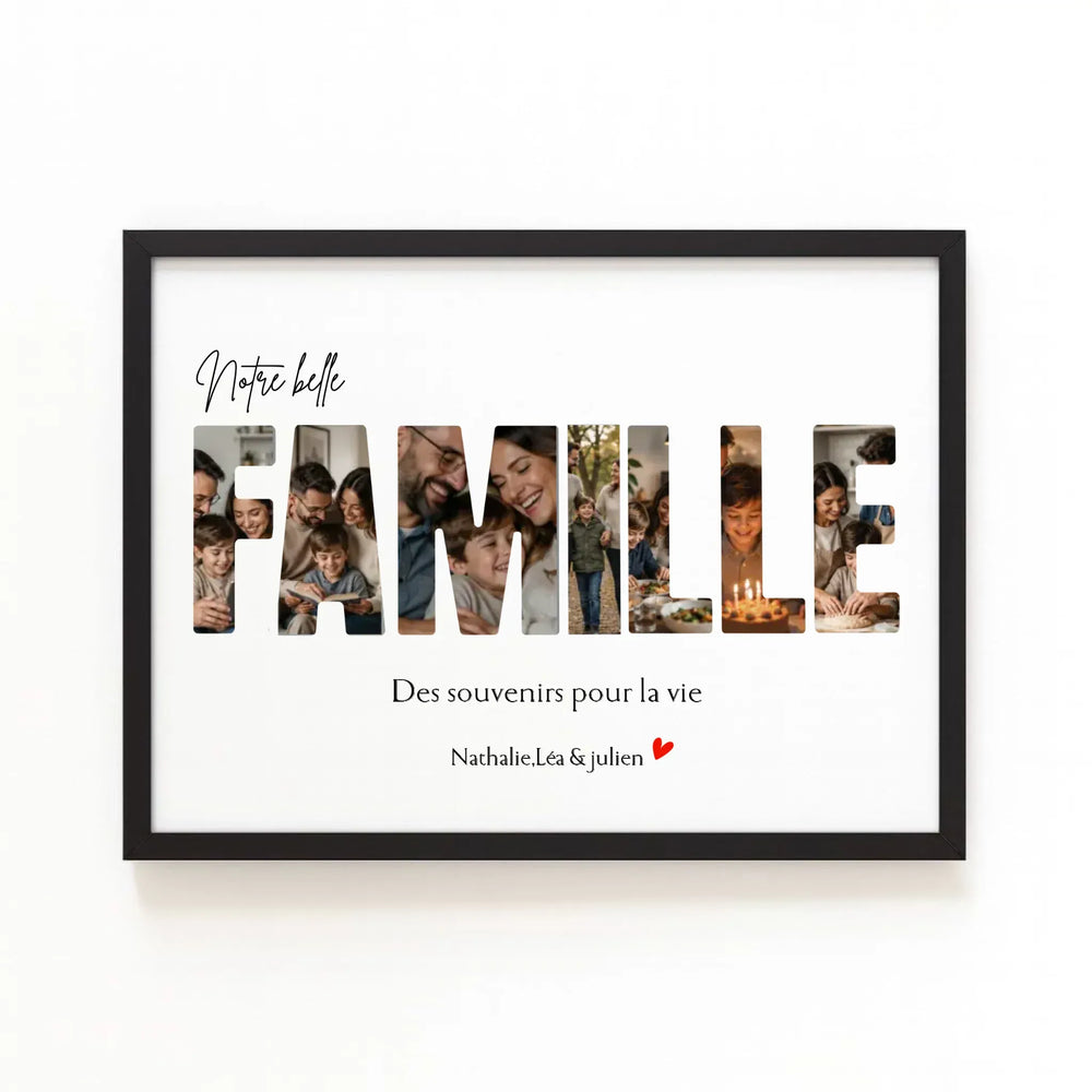 Affiche Personnalisée - Notre famille Bois Noir / A4 21x29.7 cm