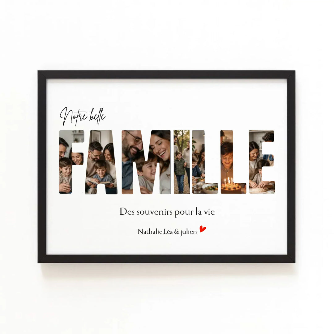 Affiche Personnalisée - Notre famille Bois Noir / A4 21x29.7 cm