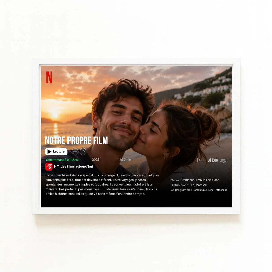 Affiche personnalisée - Notre propre film Horizontal / Bois Blanc / A4 21x29.7 cm