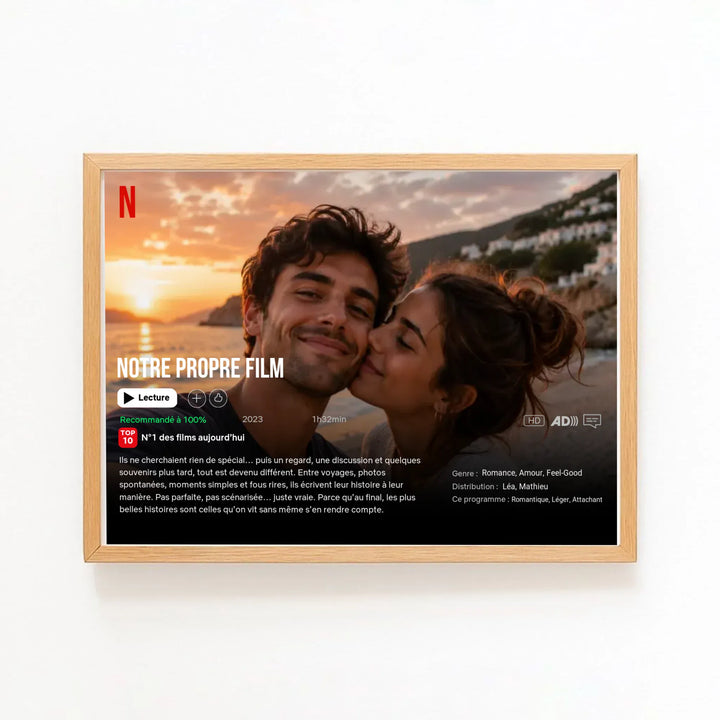 Affiche personnalisée - Notre propre film Horizontal / Bois Naturel / A4 21x29.7 cm