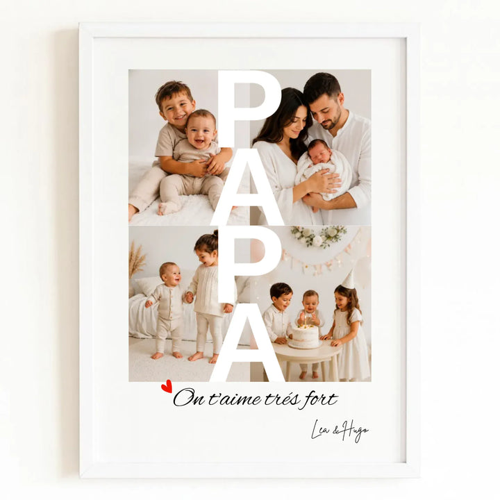 Affiche Papa Photo Affiche Portrait / Bois Blanc / A4 21x29.7 cm