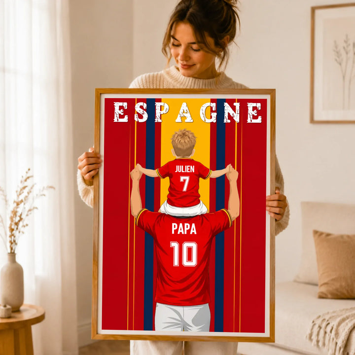 Affiche Personnalisée - Père et fils Maillot d'Espagne