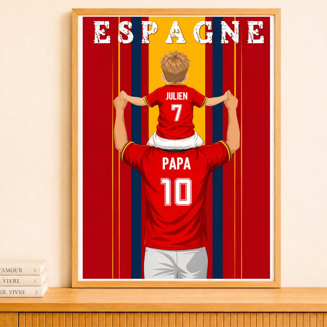 Affiche Personnalisée - Père et fils Maillot d'Espagne