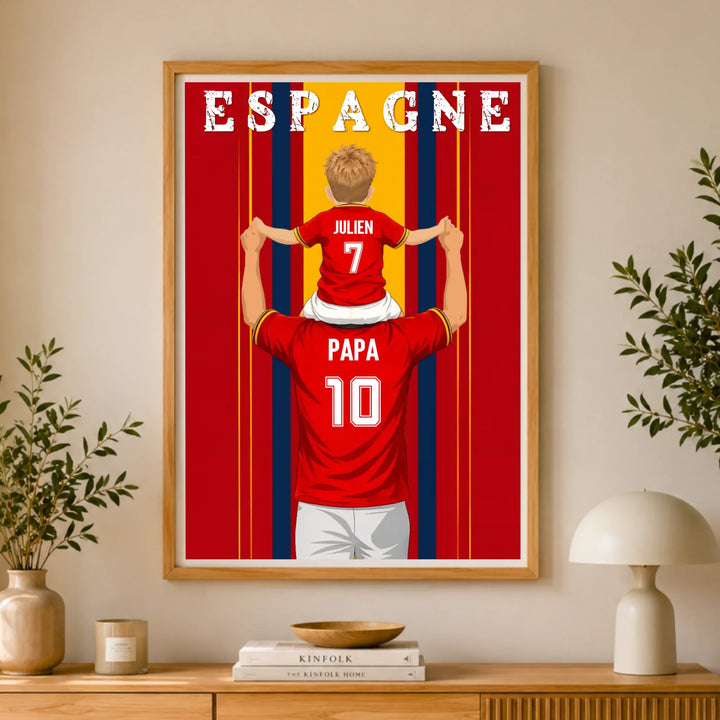 Affiche Personnalisée - Père et fils Maillot d'Espagne