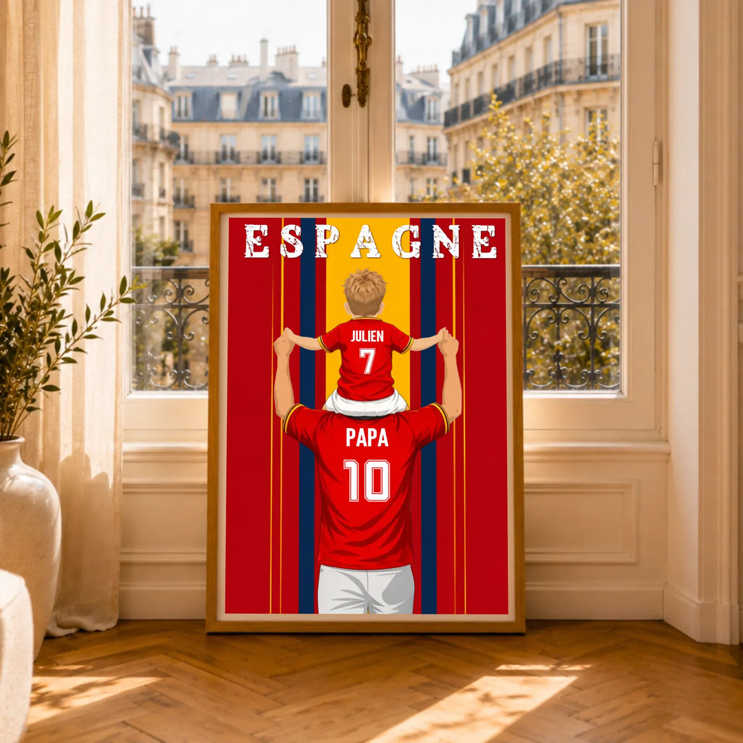Affiche Personnalisée - Père et fils Maillot d'Espagne