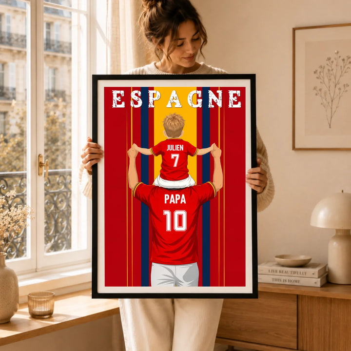 Affiche Personnalisée - Père et fils Maillot d'Espagne